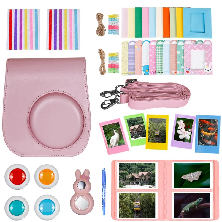 Pink Neewer 10 в 1 комплект аксессуаров для Fujifilm Instax Mini 8/8 s: чехол для камеры/альбом/селфи объектив/Фильтры/рамки/наклейки/ручка - Цвет: Pink