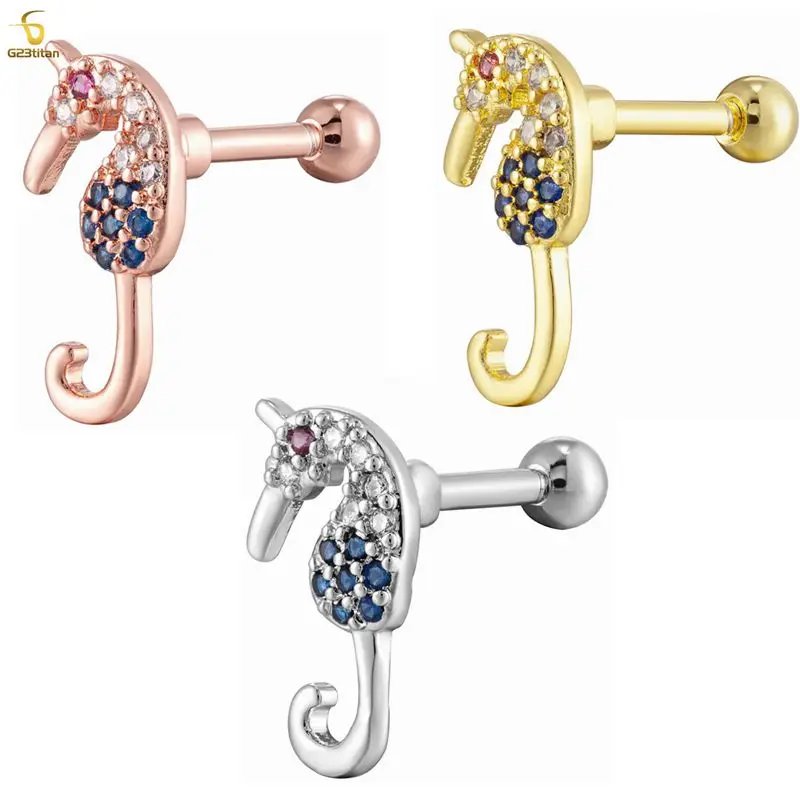 

16G Stainless Steel Cartilage Cubic Zirconia Stud Earrings for Women Girls Conch Forward Helix Tragus Daith Piercing Jewelry