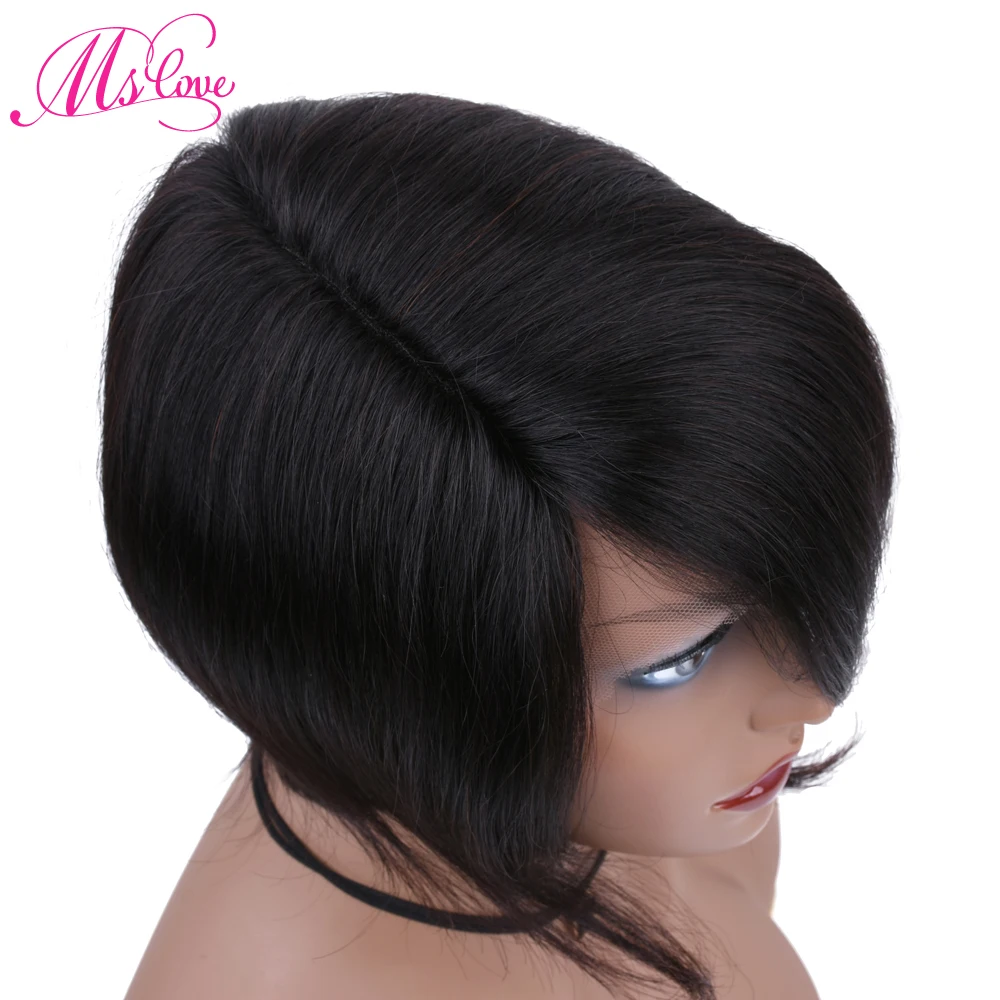 Парики из коротких волос прямые бразильские волосы Реми 150% плотность женские