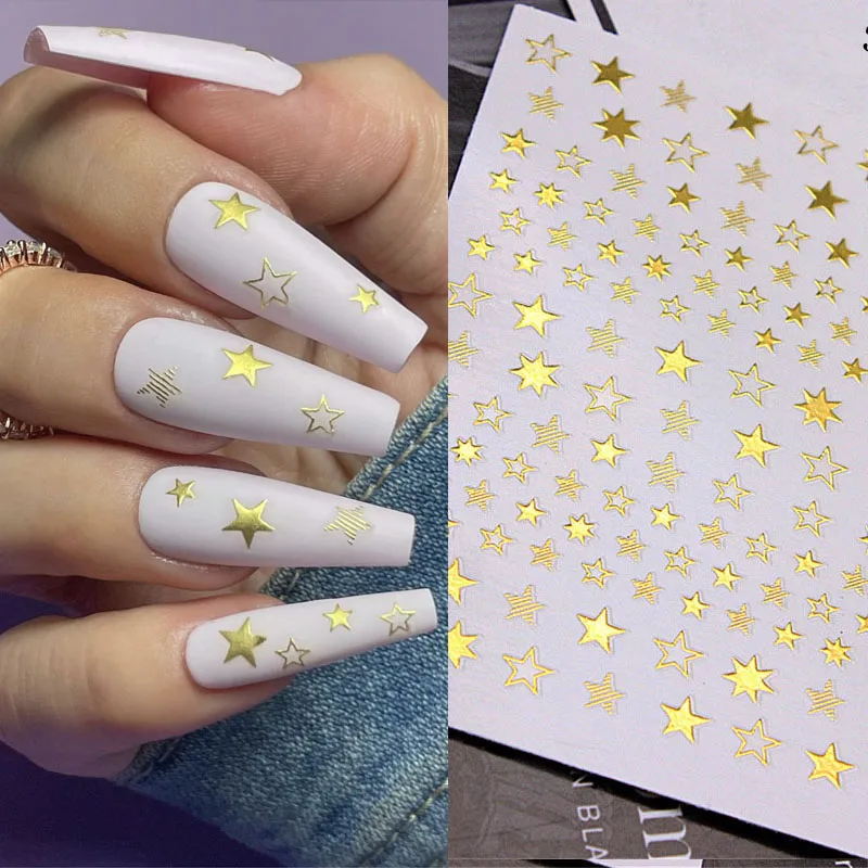 

1pcs Stars self-Adhesive 3D Nails Art Sticker gold/silver/rose gold Ornaments nail Sliders Manicure Accessories BlackFriday