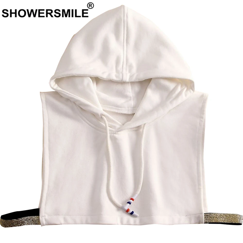 

SHOWERSMILE Fake Collar with Hat White Detachable Collars Cotton Ladies Spring Autumn Faux Collar Apparel Accessories