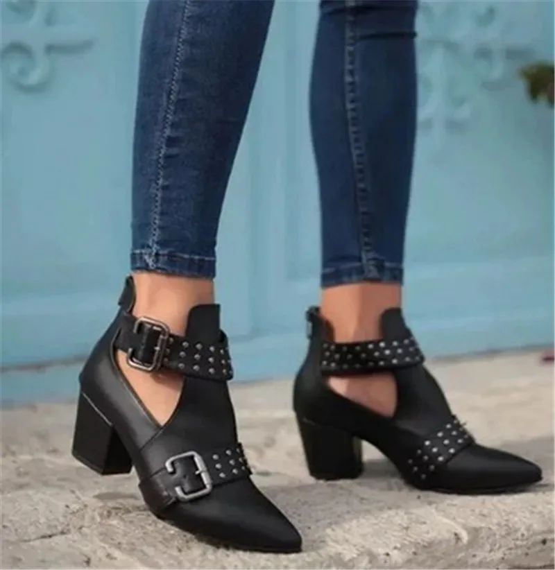 Heflashor/обувь в римском стиле ретро ботинки с острым носком обувь на каблуке