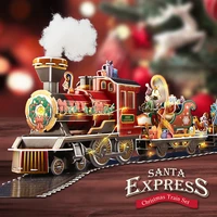 curiosity 218pcs diy 3d santa claus express puzzle game assembly toy christmas surprise gift for children teens adult