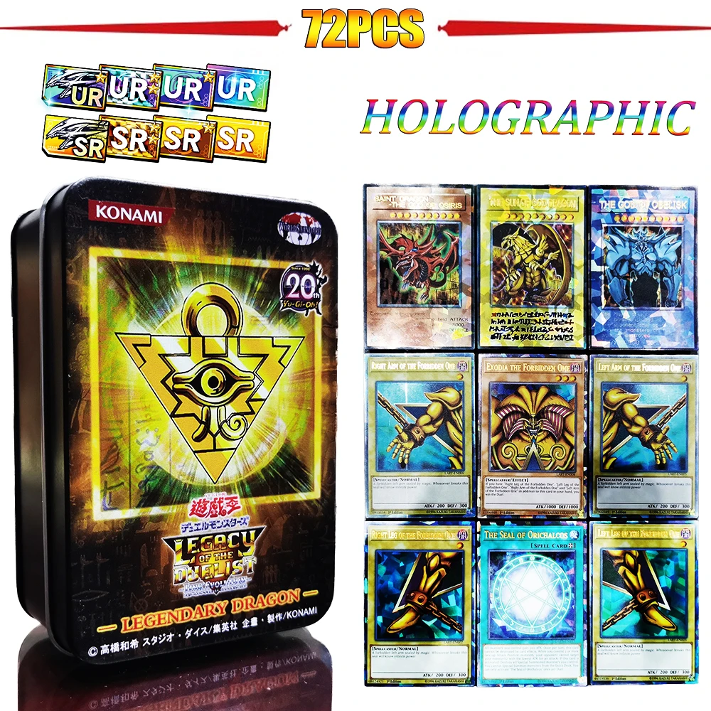Карты Yugioh с жестяной коробкой карты Yu Gi Oh 72 шт. голографическая версия на