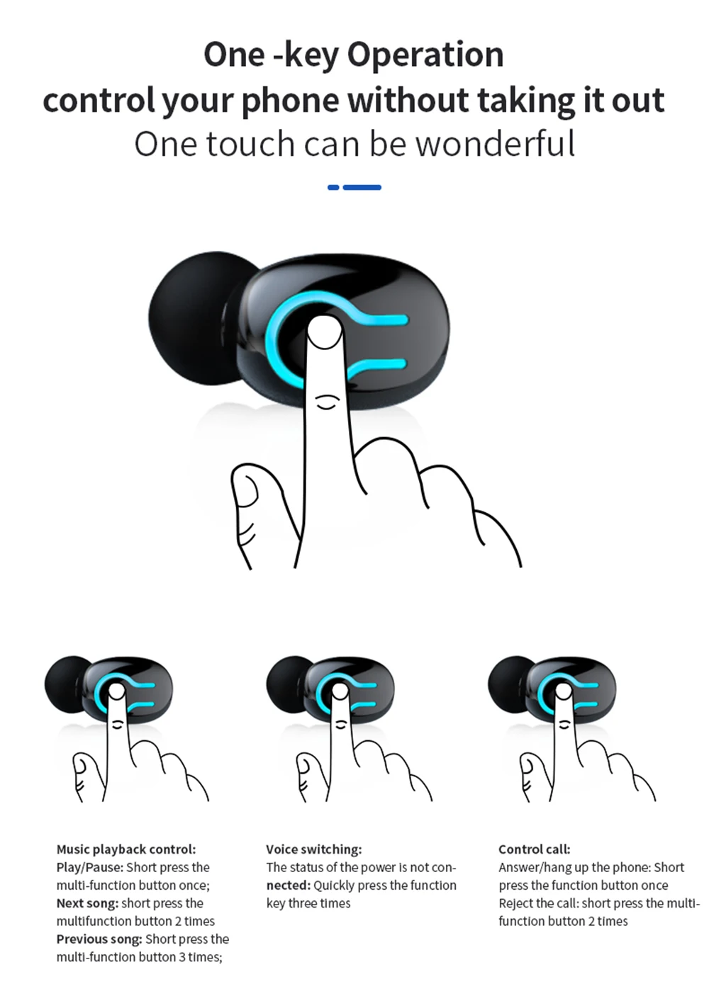 Q66 Bluetooth наушники HD стерео Dual Mic Беспроводной V5.0 спортивные Водонепроницаемый
