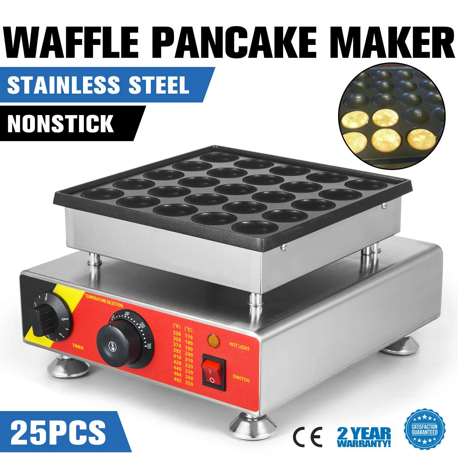 Goede 25 Stuks Elektrische Nederlandse Pancake Baker Maker Mini Poffertjes Commerciële 800W