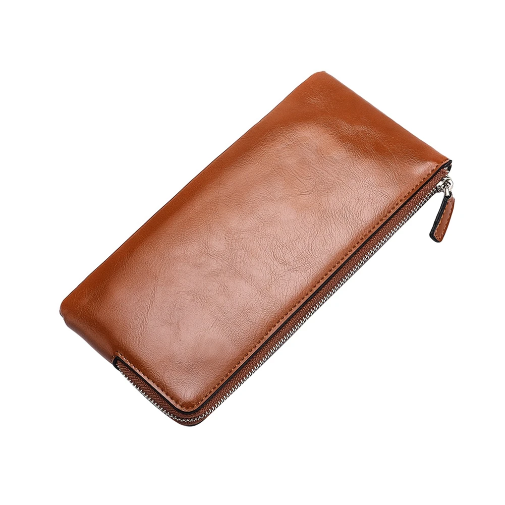 

Luxury Men's Long Zipper Slim Wallet Solid Color Ultra-Thin Multi-Card Position Soft Texture Handbag Coin Purses Business Purse