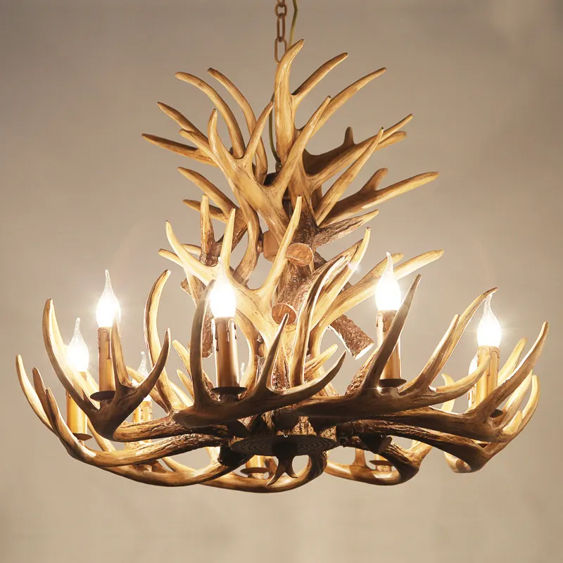 retro brown white resin antler chandelier lighting 469 arms e14 luxury vintage chandeliers for house lighting fixtures free global shipping