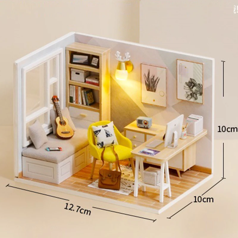 

DIY Miniature Dollhouses Kit Modern Style Model Wooden Small Houses Sunshine Study Room Toys doll House Gifts