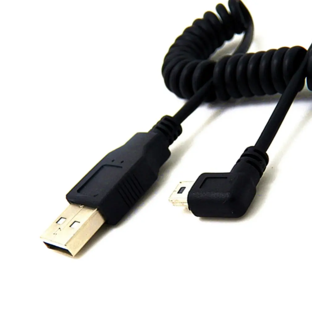 1 шт. USB 2 0 A штекер для мини usb 5 Pin Прямоугольный 90 градусов Спиральный Кабель