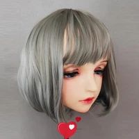 yi 03female sweet girl resin half head kigurumi bjd eyes crossdress cosplay japanese anime role lolita mask with eyes and wig