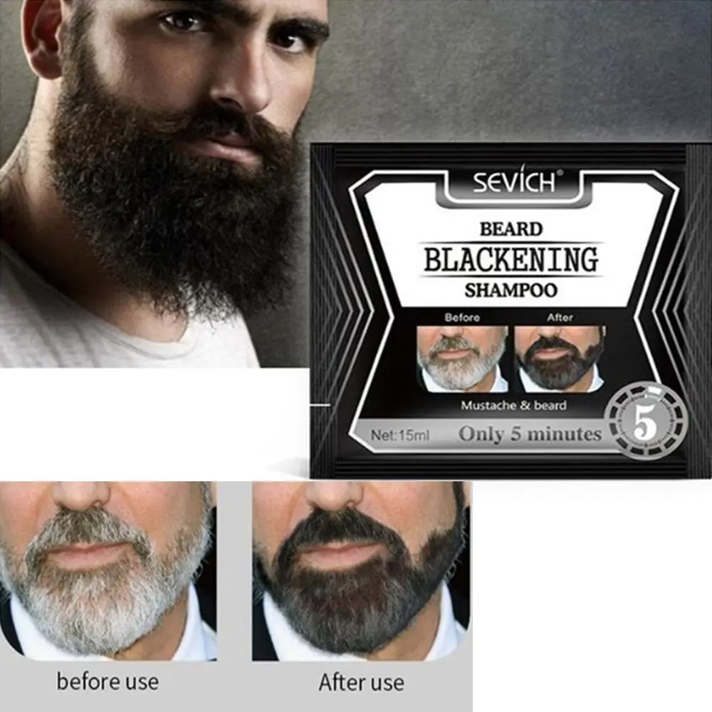 

15ML Hair Coloring Men's Fashion Fast Mustache Tint Cream Beard Dye Blackening Shampoo