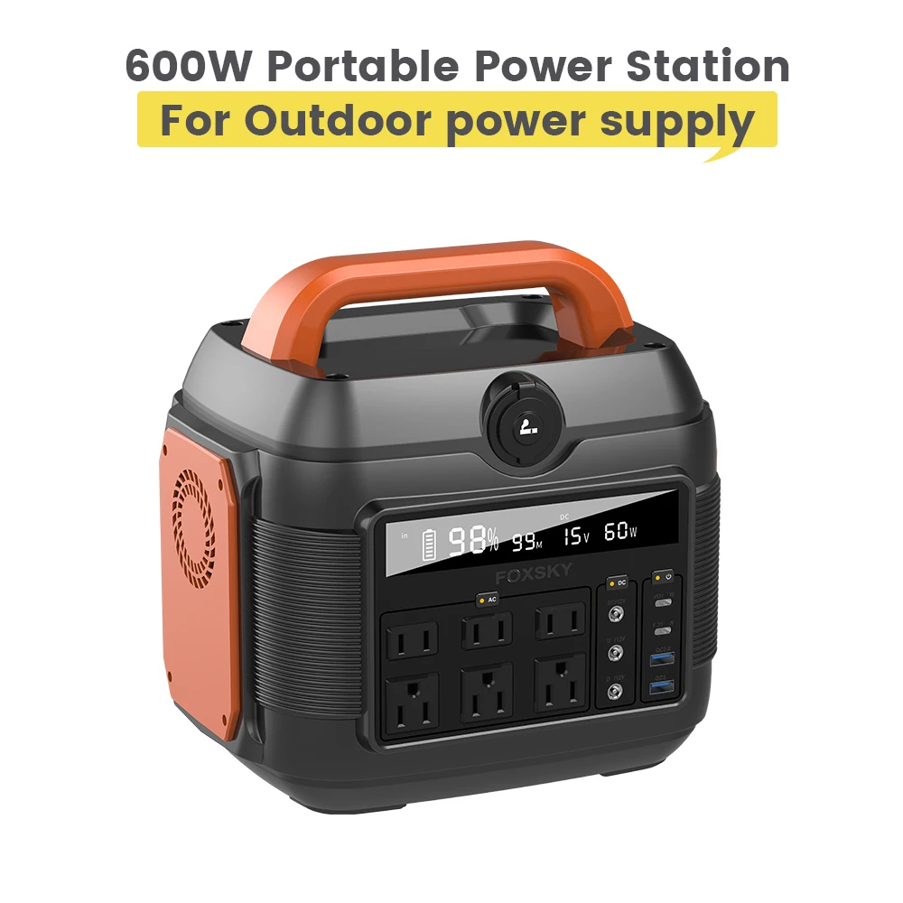 

FOXSKY 600W 48000mAh Portable Generator Power Station Emergency Energy Storage Power Supply Pure Sine Wave with DC/ AC for Home