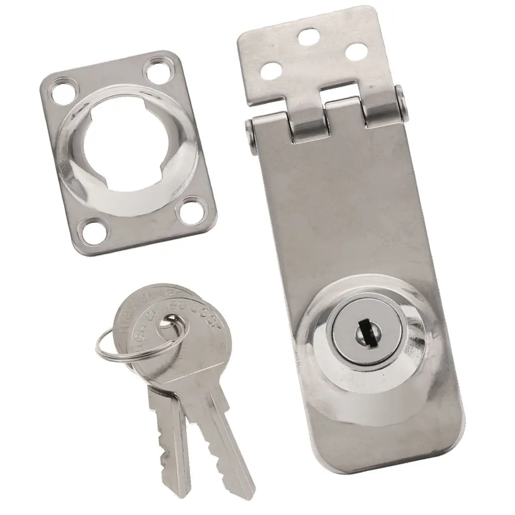 

1 Set 304 Stainless Steel Locking Hasp with Two Keys Marine Hardware Boat Parts
