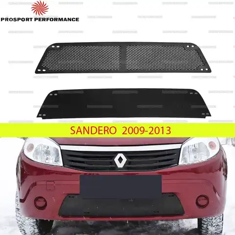 Защитная сетка и зимняя заглушка решетки переднего бампера для Renault Sandero 2009-2017 ABS пластик молдинг тюнинг стайлинг