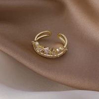 south korea high quality delicacy light luxury ins leaf adjustable girls rings gift banquet womens jewelry ring