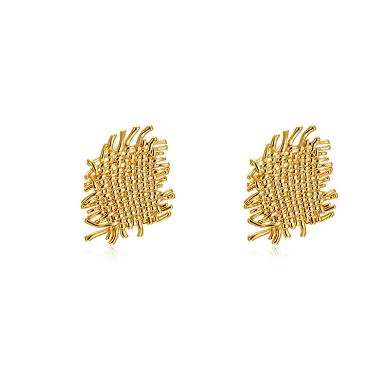 

Hot Trendy Cute Metal Straw Earrings Fashion Jewelry Earrings Square Stud Earrings For Women Brincos Statement Earrings