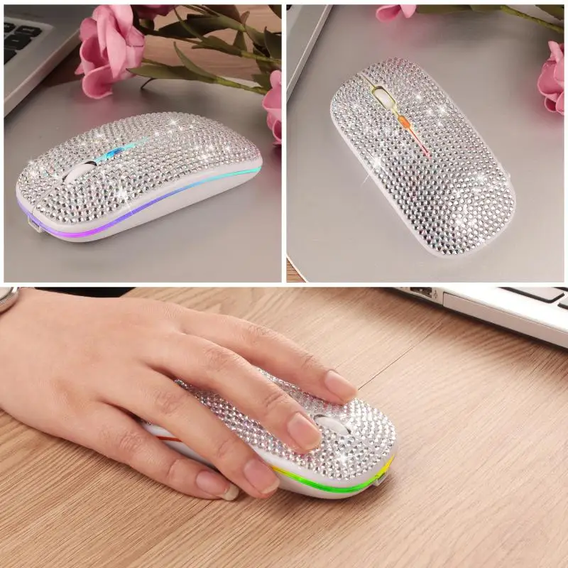 

VML-10 2.4G Rechargeable Wireless Mouse Silent USB Bluetooth Mouse Gaming Mouse Ergonomic 1600 DPI RGB Mouse For Laptop PC