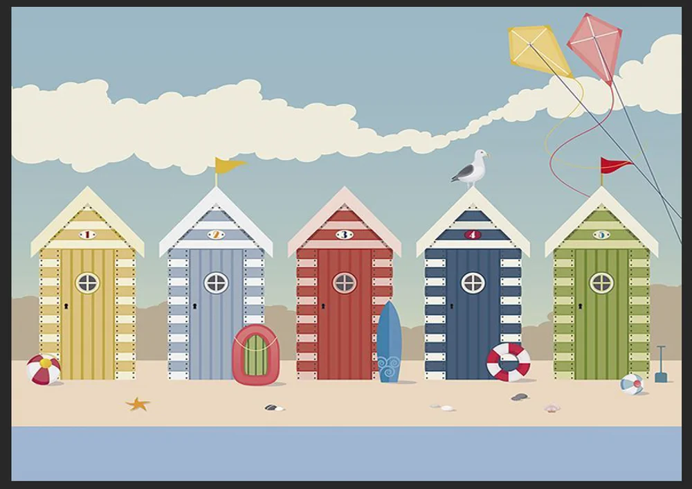 

Beach Huts on the Seafront Metal Tin Sign Home Sun Plaque Decor Sand Wall Plaque
