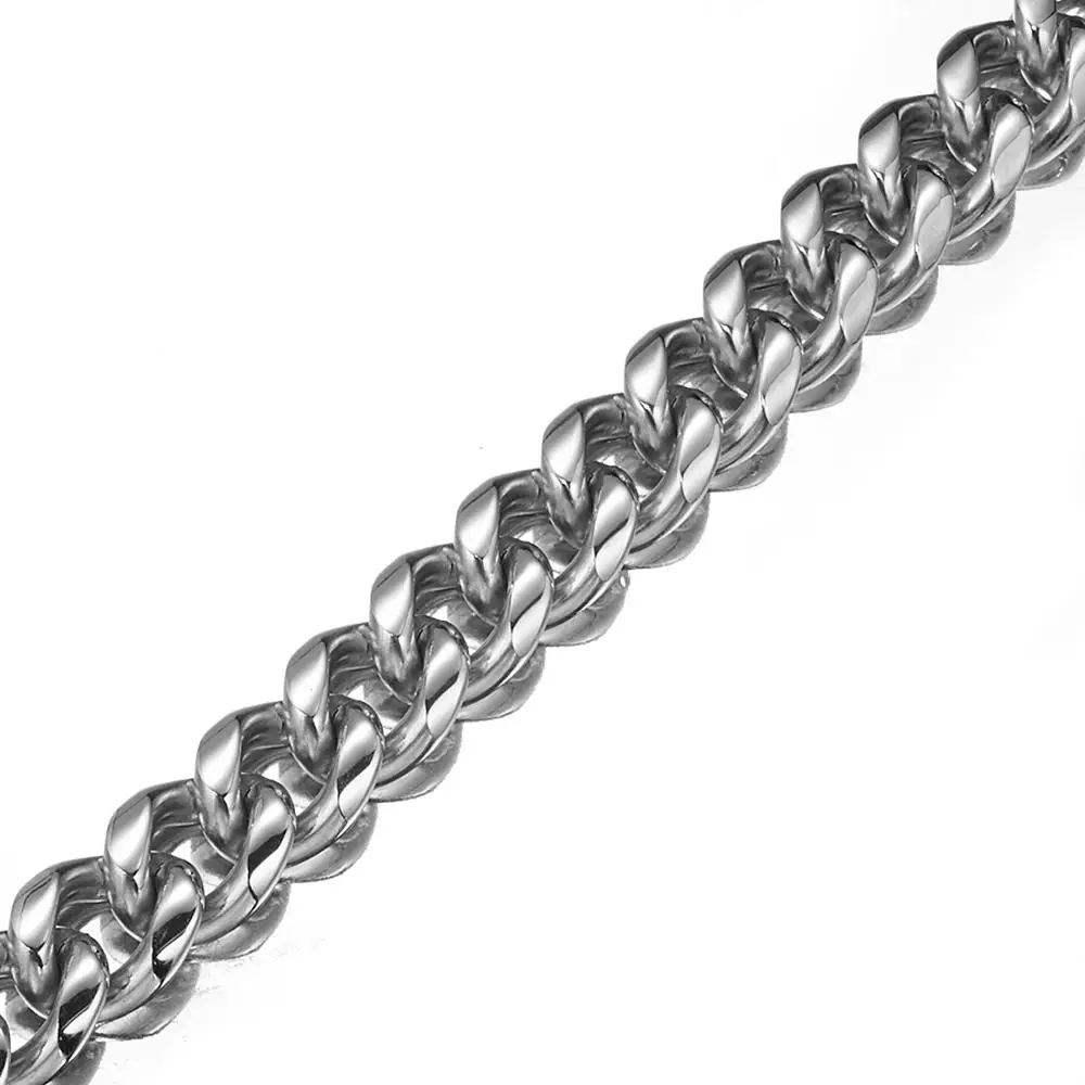 

Fashion Men's Silver Color Curb Cuban Link Chain Necklace Stainless Steel Chain Necklaces Jewelry Gift 13/15/19mm 7-40inch