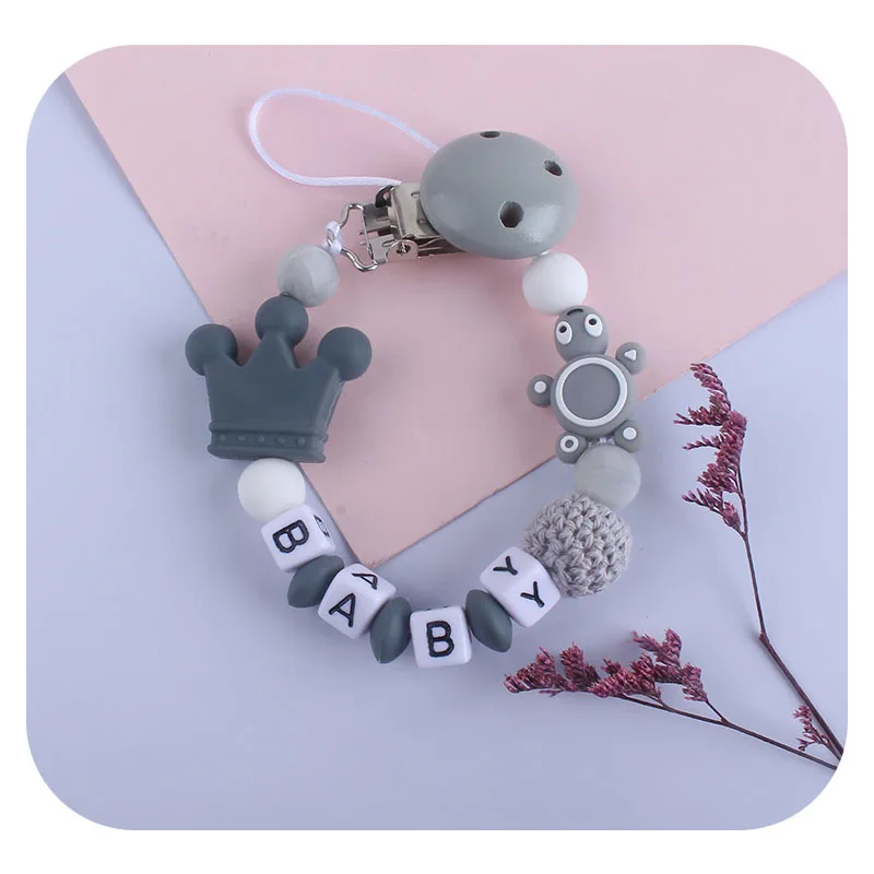 Coskiss-chupete de cuentas de tortuga de silicona para beb&eacute;, 1 Uds., cadena de animales de dibujos animados, Mini corona, mordedor de dentici&oacute;n, juguetes para lactantes, regalo-2