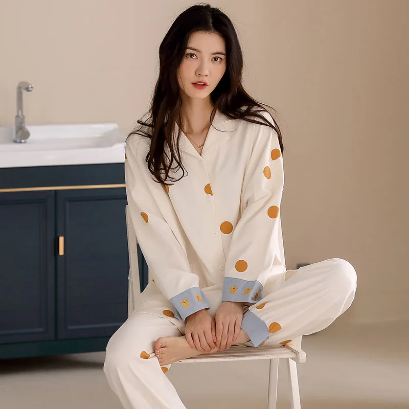 Комплект женский хлопковый в горошек с кардиганом белый | Женская одежда