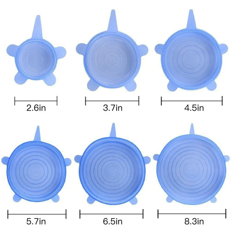 

6PCS/Set Silicone Lids Food Save Fresh Keeping Heat Resistance Wrap Sealing Covers For Home Containers Fruit Kitchen Tool Supply
