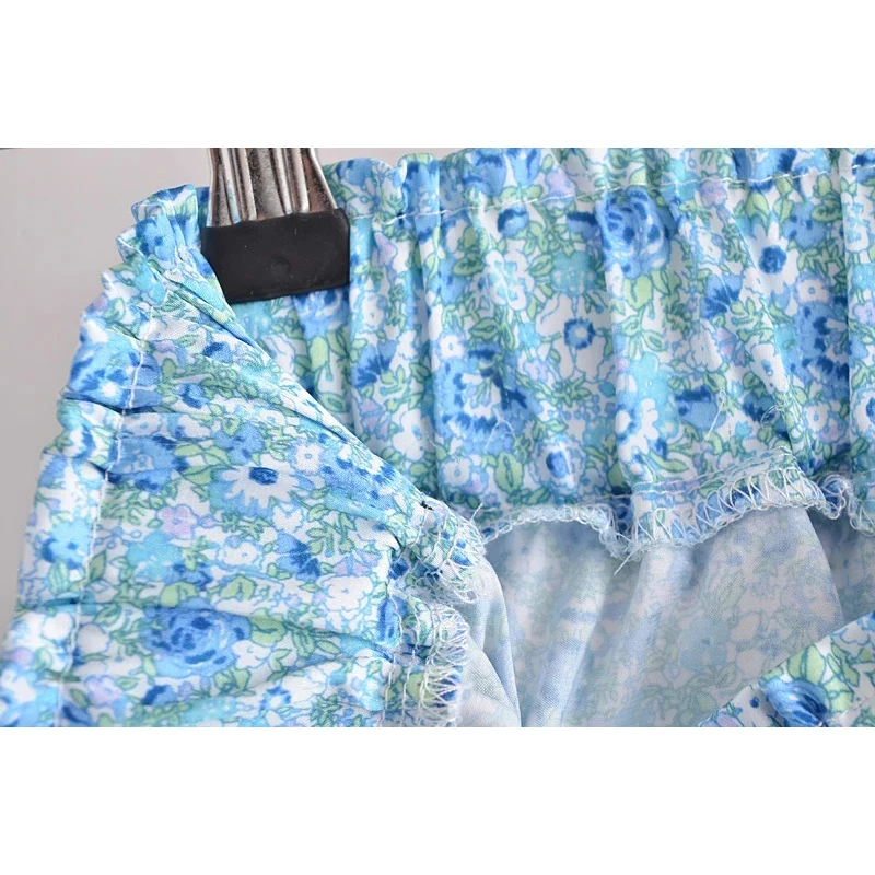 

2021 Women Fashion Floral Print Drawstring Shorts Skirts Female Chic Side Buttons Elastic Waist Shorts Casual Faldas