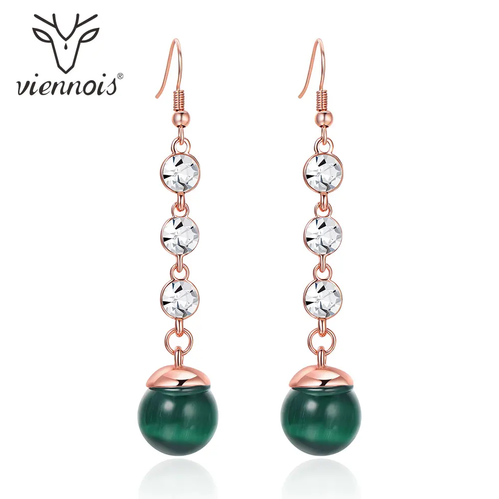 Женские свадебные серьги Viennois зеленые синие и фиолетовые с цирконием модные