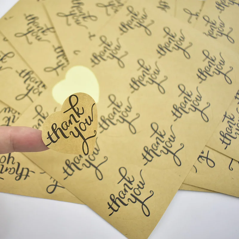 45 шт. винтажная наклейка с сердечками спасибо стикер этикеткой крафт-бумага