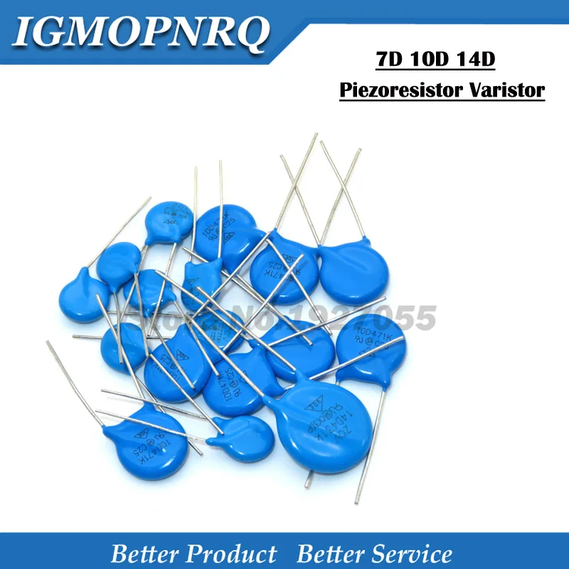 10 шт. Piezoresistor Варистор серии 7D 10D 14D 7D180K 7D220K 10D270K 10D330K 14D471K 14D220K 7D431K 10D621K 10D561K