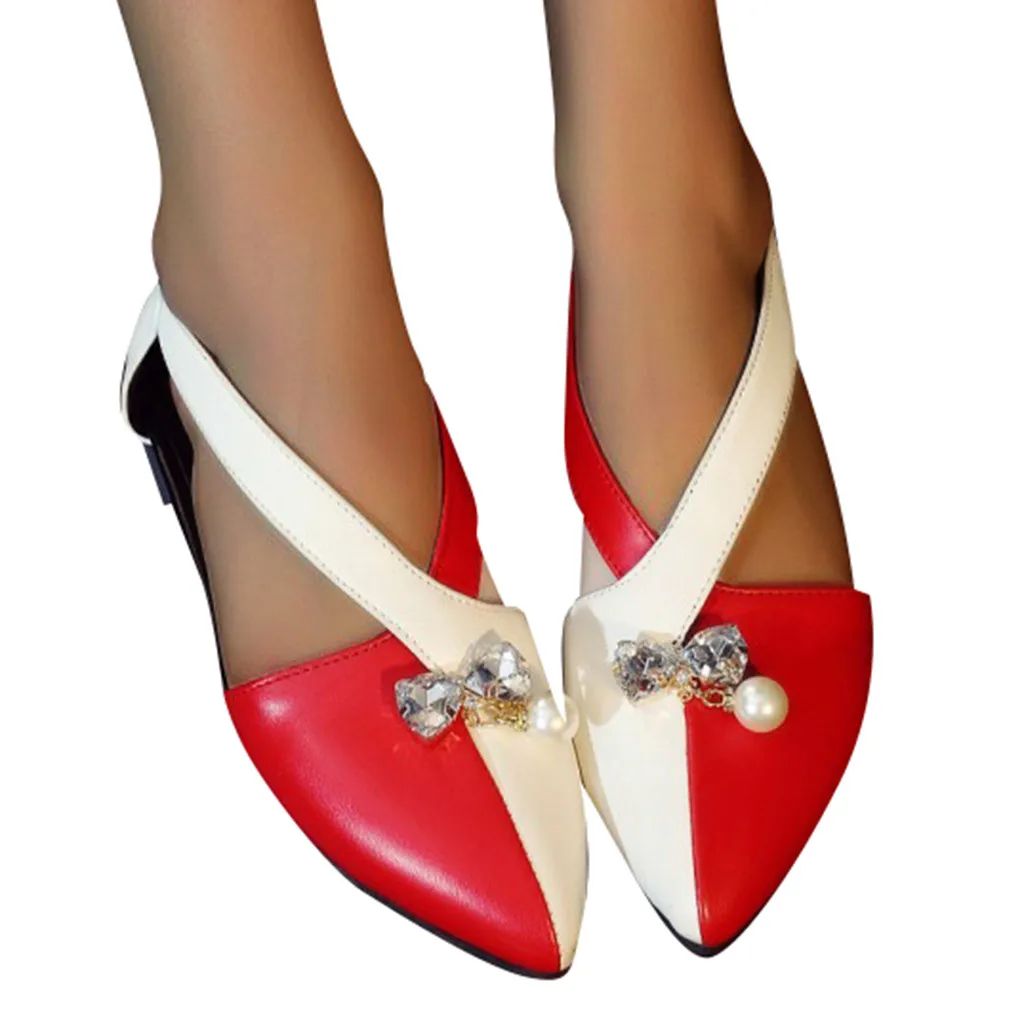 

Sandals Woman Shoes Sharp-necked pearl rhinestone decoration Stitching color Classics Popular Sandals Women Summer Shoes