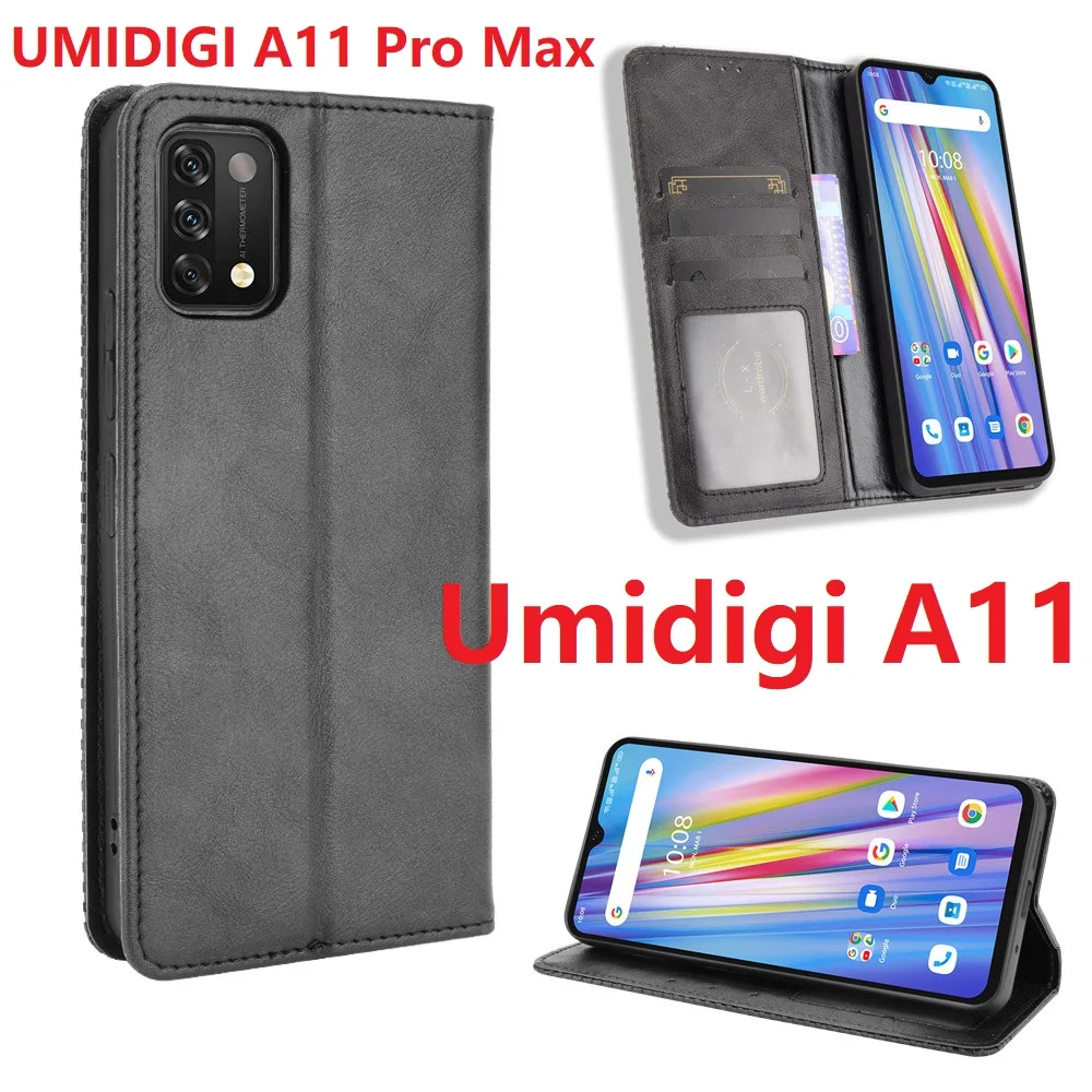 Кожаный чехол-кошелек для Umidigi A11 Pro Max магнитный чехол-книжка с подставкой и