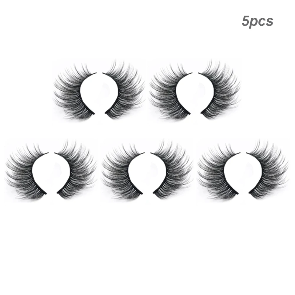 

5 Pairs 3D Faux Mink Hair Soft False Eyelashes Fluffy Wispy Long Thick Lashes Handmade Soft Eye Lash Makeup Extension Tools