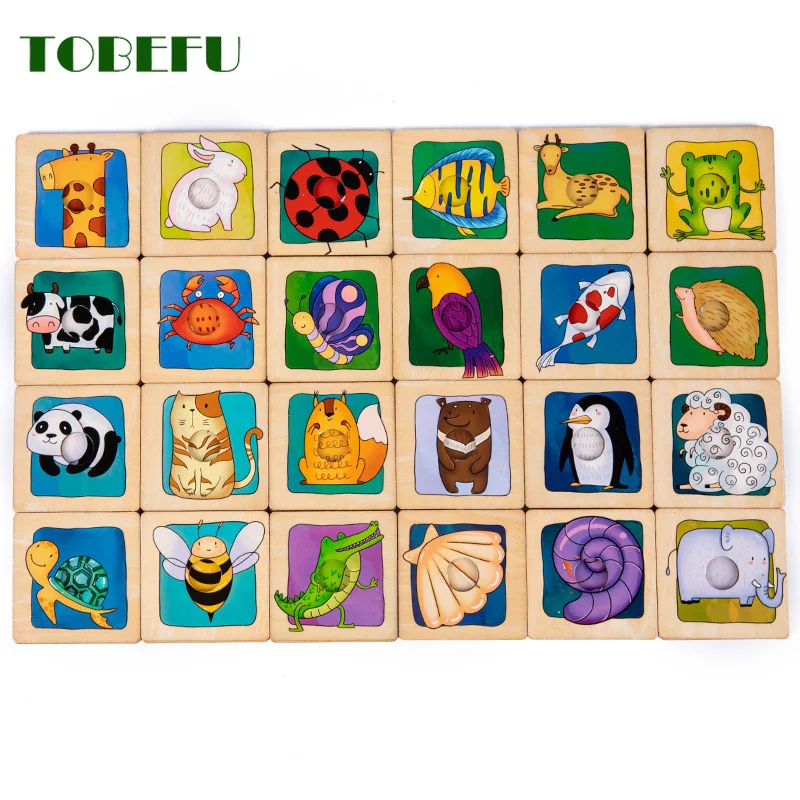 Новый деревянный 3D-пазл пазлы с животными подходящие к коже найдите игру Тень