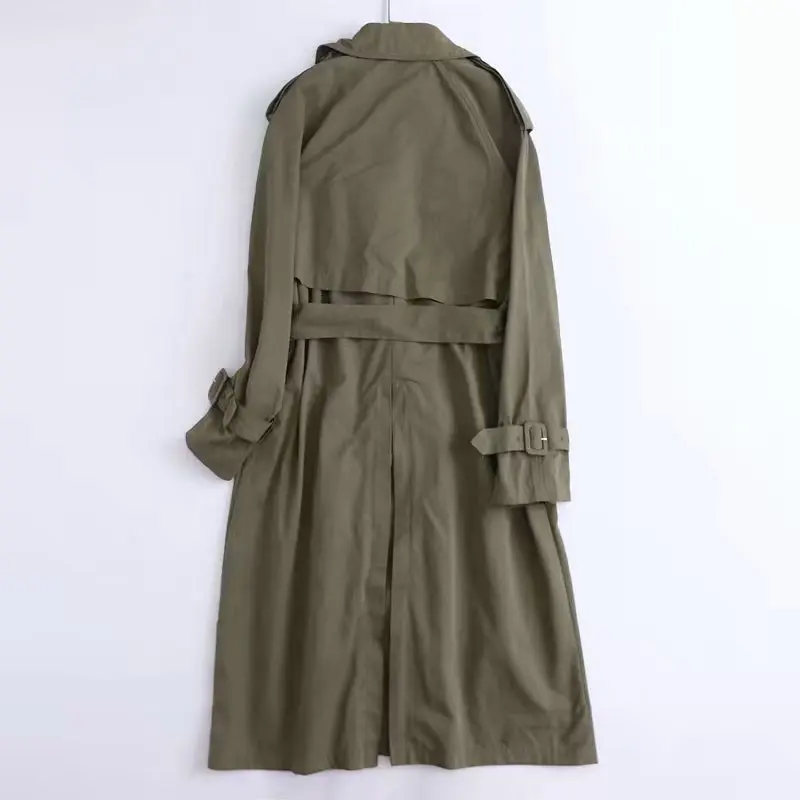 Тренчкот женский длинный с поясом модная двубортная Повседневная ветровка в