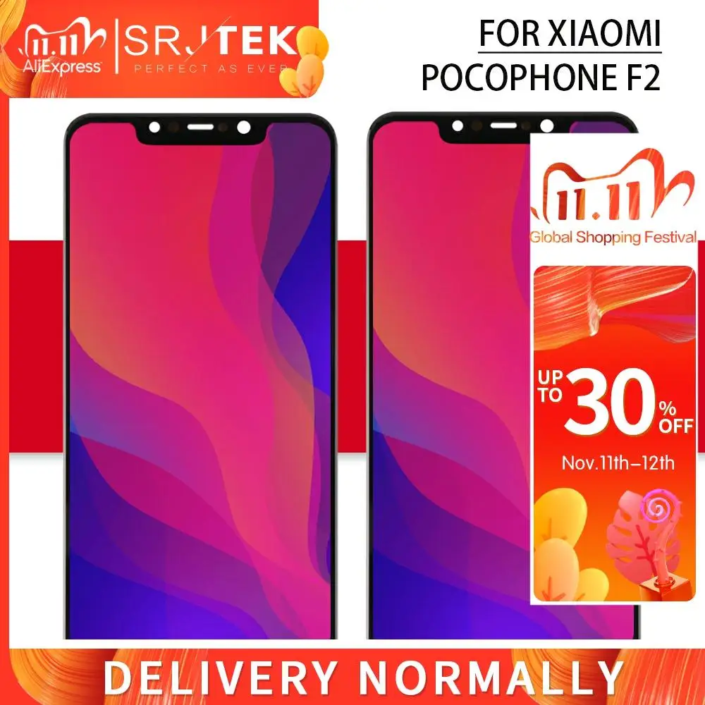 

ЖК-дисплей Srjtek для Xiaomi Pocophone F2, матричный сенсорный экран, дигитайзер, полная сборка, с рамкой 6,18 дюйма, для дисплея Mi poco F2