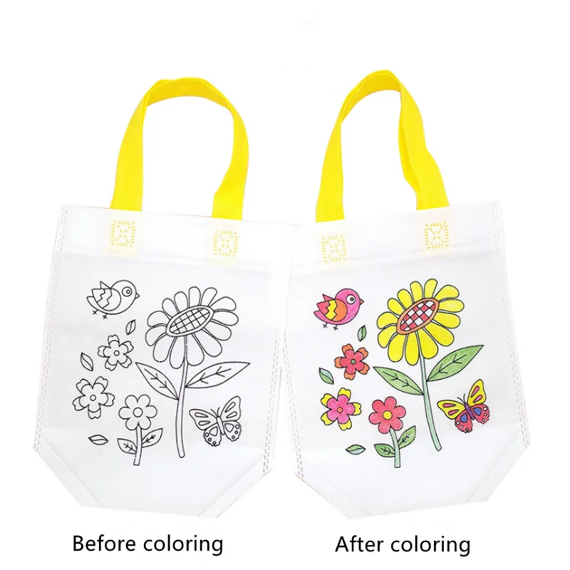 

Children's DIY Non-Woven Environmental Protection Graffiti Bag Kindergarten Hand-Painted Painting Materials Puzzle Coloring Toys