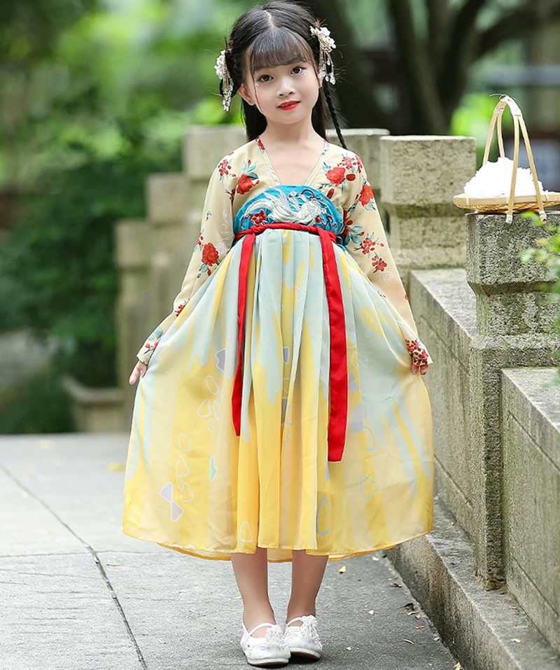 Осеннее платье в китайском стиле Hanfu для девочек детское супер сказочное