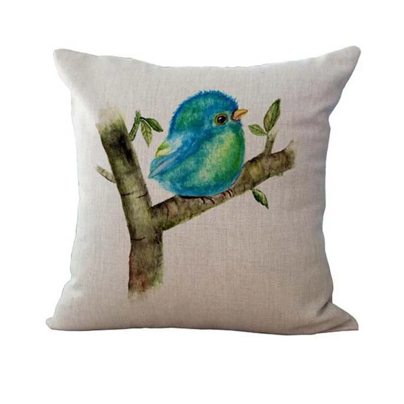 

Ink Painting Bird Cushion Cover Cotton and Linen Pillowcase Sofa Car Seats Pillow Case Home Decoration Wholesale