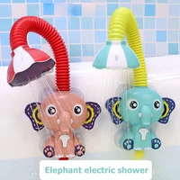 cute electric elephant water pump with 360 degrees adjusted hose baby bath shower head spout rinser kids shower toys