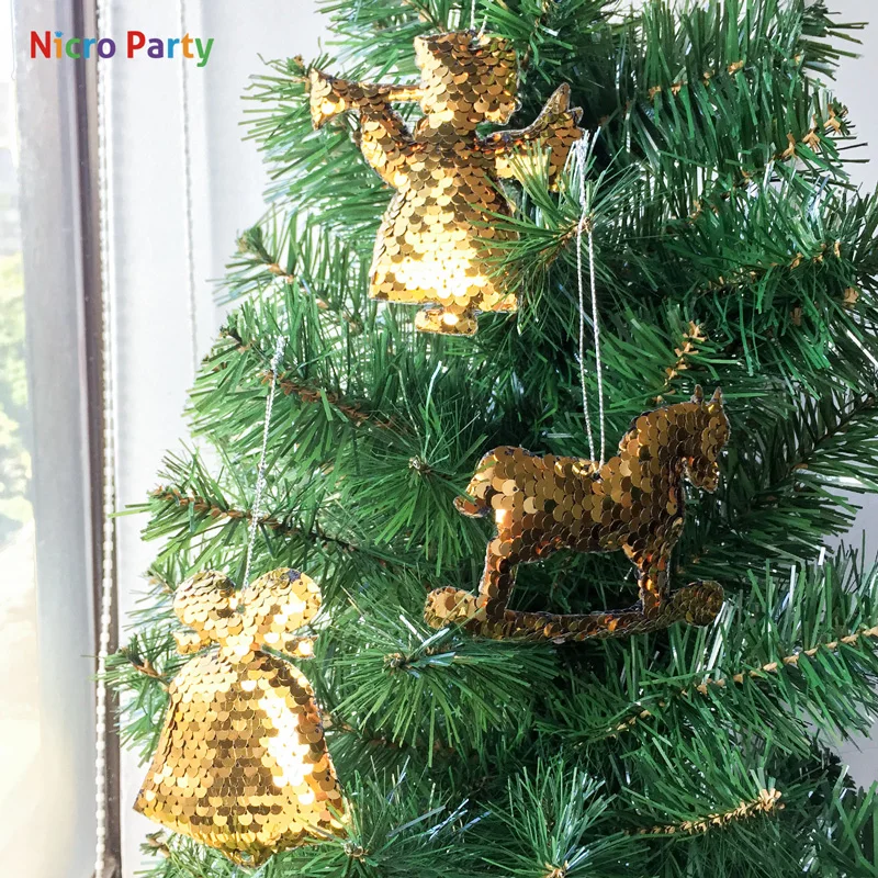 Nicro 3 шт/Набор DIY рождественское Сердце Звезда Дерево Ткань Подвеска со стразами украшения Рождественские подарки дерево Noel Weihnachten украшение# Chr82