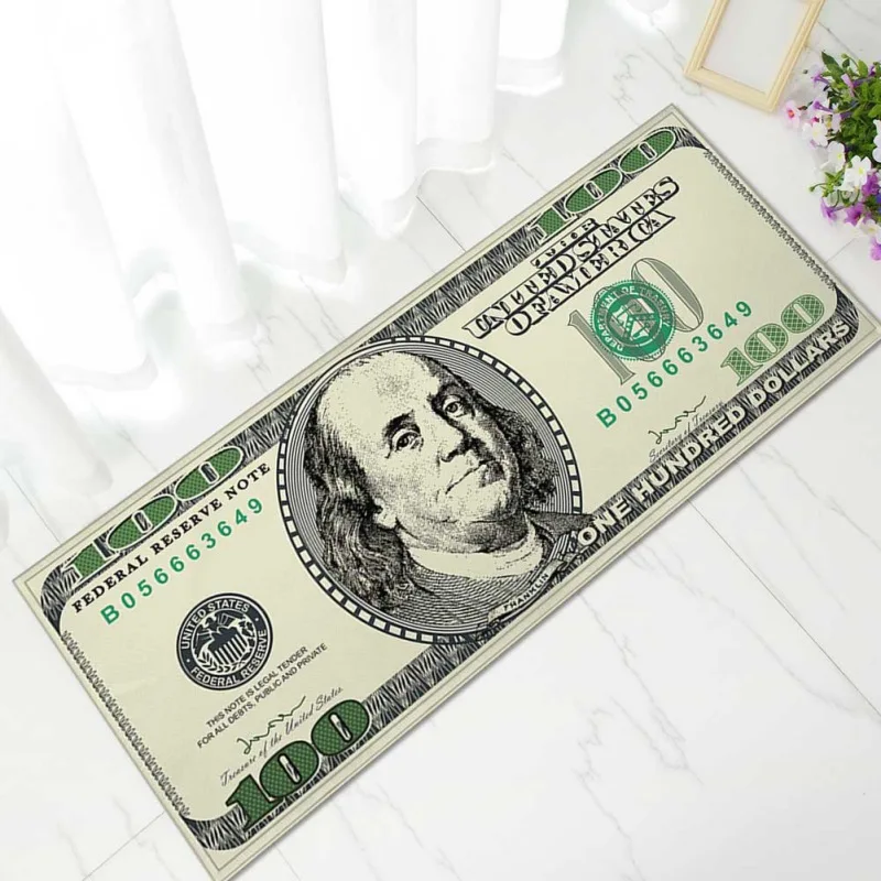 Винтажный коврик для входной двери с изображением денег 100 долларов купюр ковер