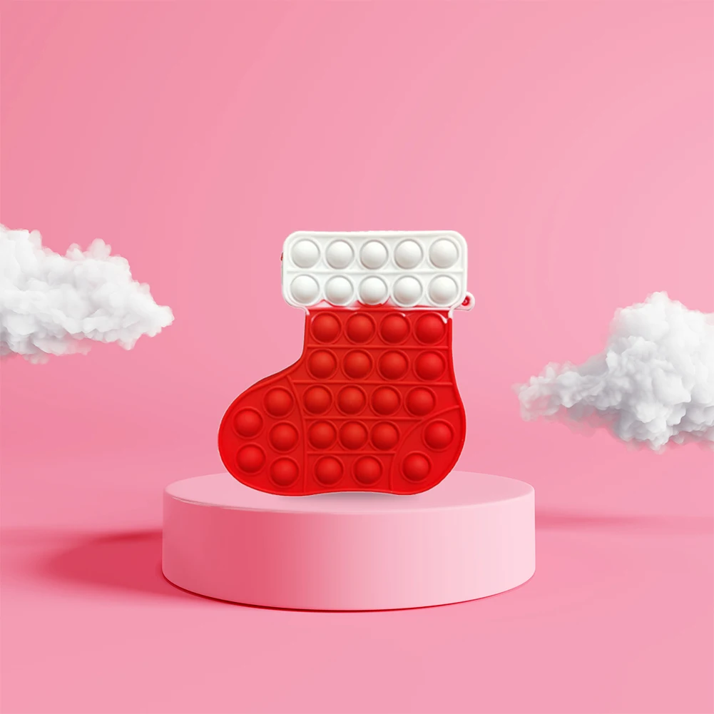 

Силиконовая пузырчатая сумка для хранения монет, декомпрессионная игрушка, кошелек для монет, рождественские носки/шляпы/перчатки, сумка д...