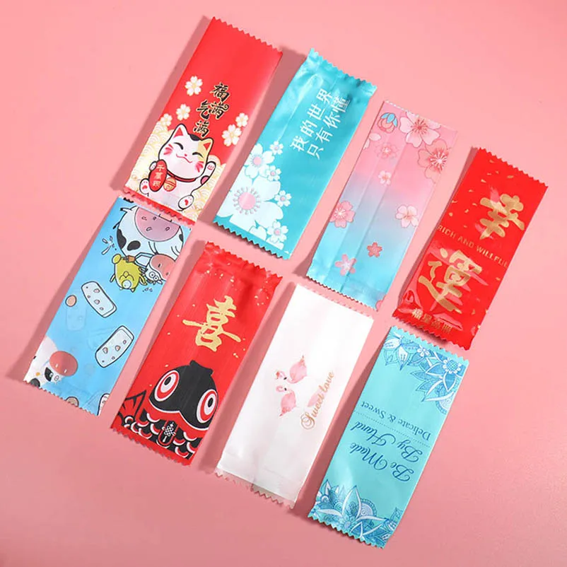 100 шт./лот упаковка для сахара цветные пластиковые пакеты вечерние