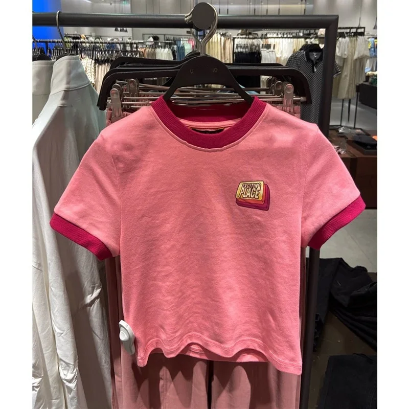 Футболка женская с коротким рукавом свободный кроп в японском стиле милый