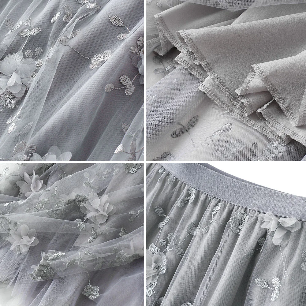 Женская юбка из сетчатой ткани на весну и осень трапециевидная длинная с высокой