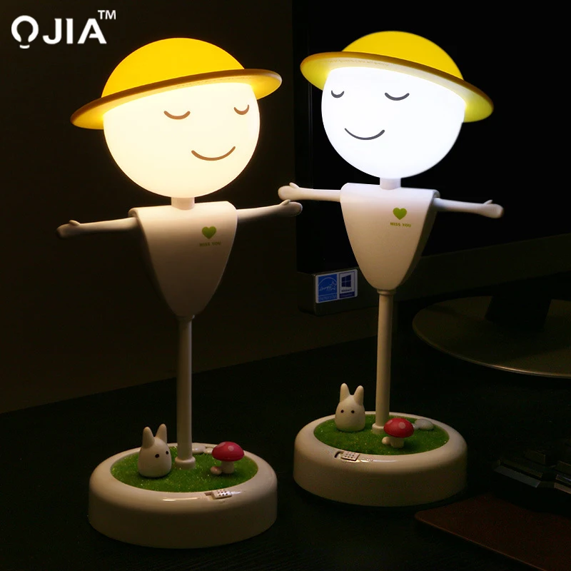 Led night light Scarecrow Rechargeable creative cute table lamp plug the bedroom bedside dream USB for baby feeding | Освещение