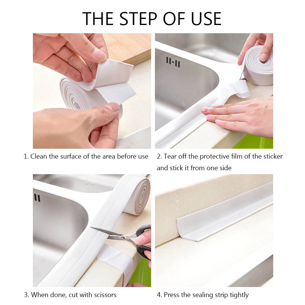 

Home Bathroom Bathtub Kitchen Wall Stickers Art Sealing Strip Sealant Tape Mildew resistant and waterproof Pegatinas