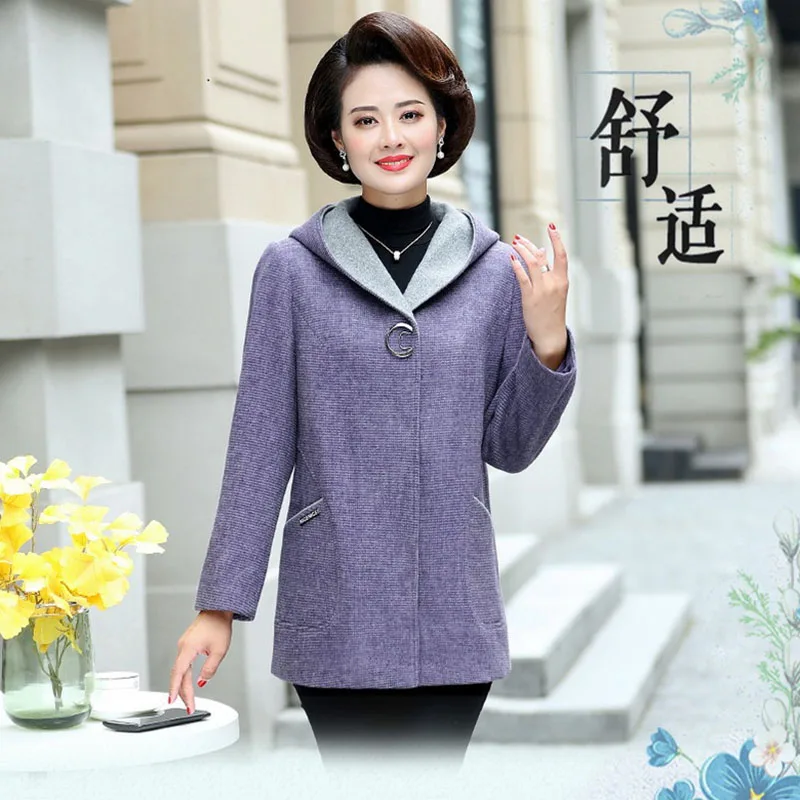 Пальто для женщин среднего возраста осень-зима модная шерстяная куртка средней